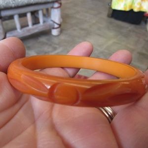 Carved Butterscotch Bakelite Bangle